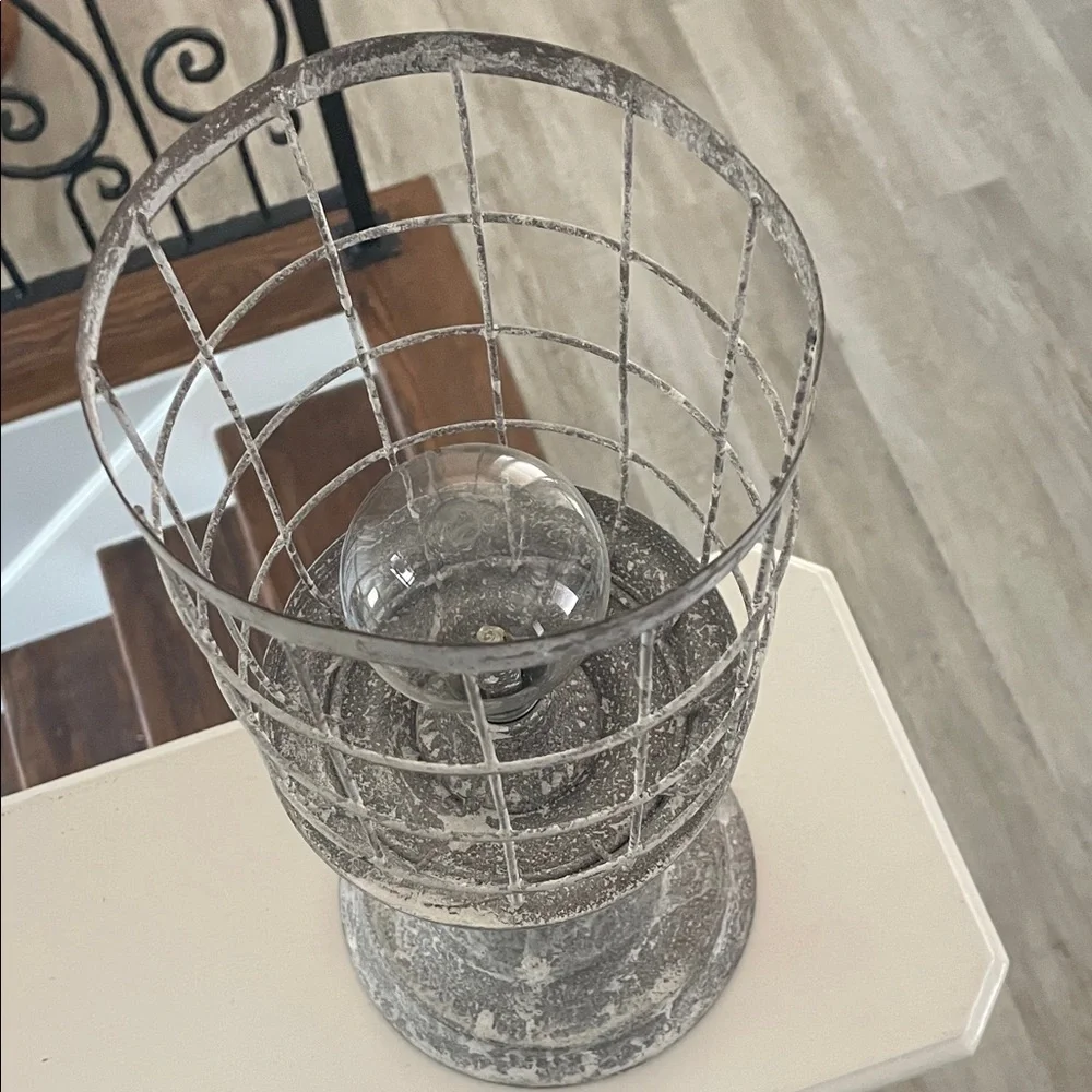 Farmhouse Rustic Gray Cage Lamp